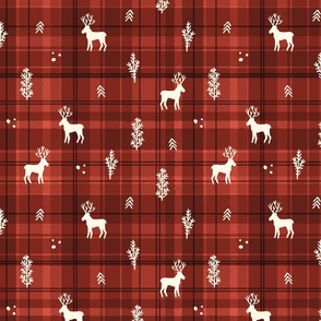 Deer Plaid Red