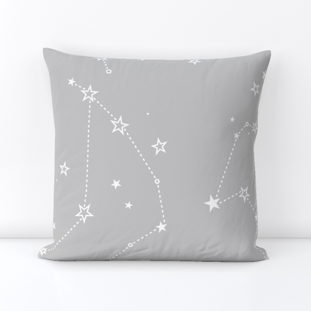 large - stars in the zodiac constellations in white on grey