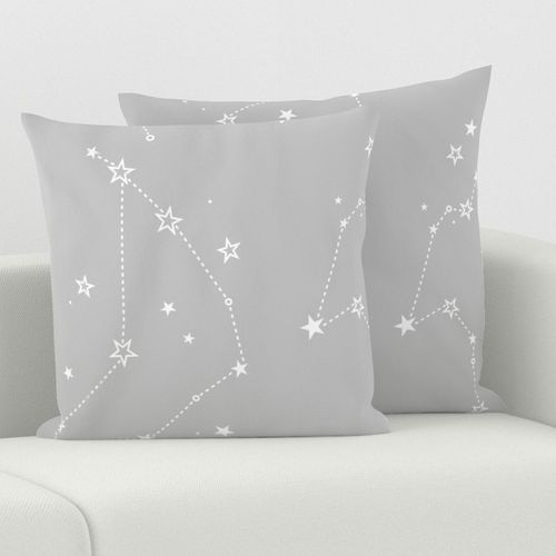 large - stars in the zodiac constellations in white on grey