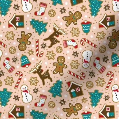 Christmas gingerbread cookies on blush (small)
