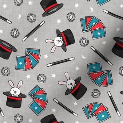 It's Magic - magic hat, bunny in hat, magic wand, cards - grey  - LAD20