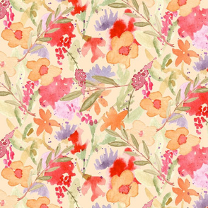 Peach Splash Watercolor Floral