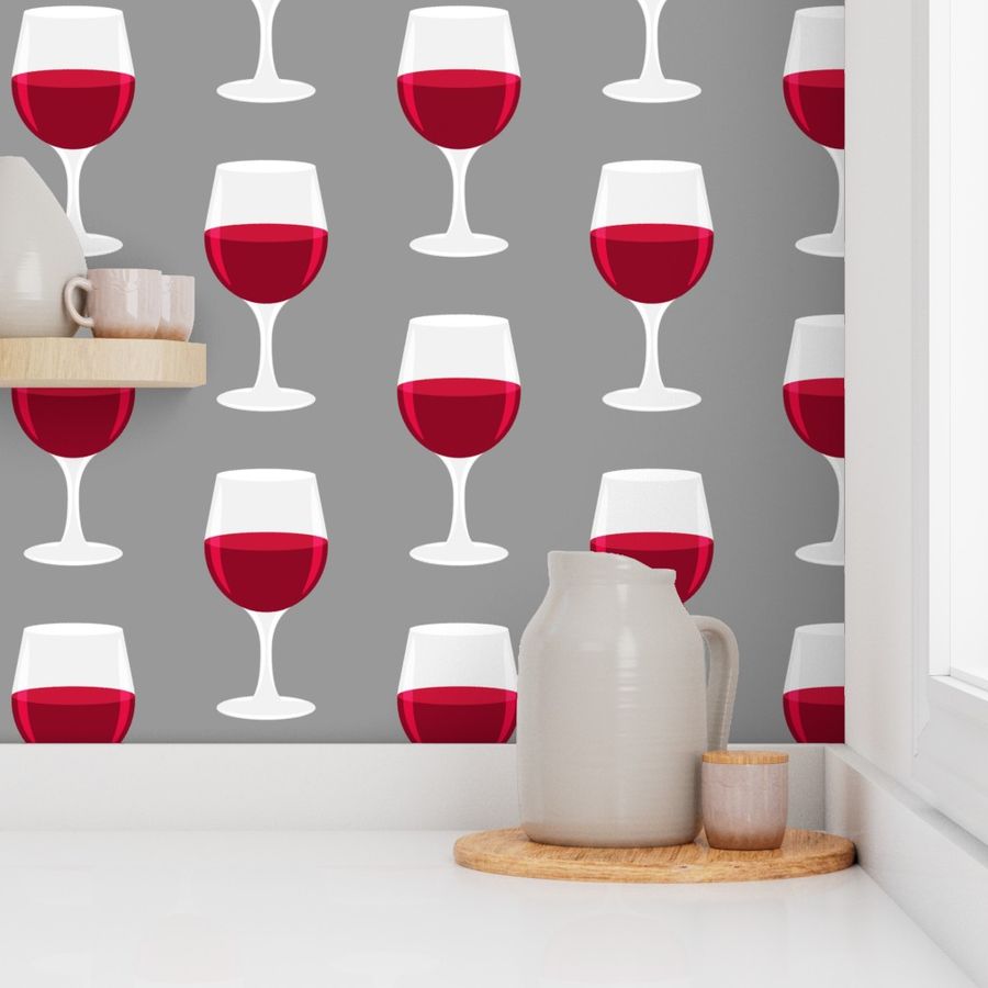 (small scale) red wine glass on grey - LAD20