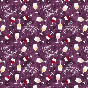 (small scale) Wine is my valentine! - purple - wine glasses - LAD20