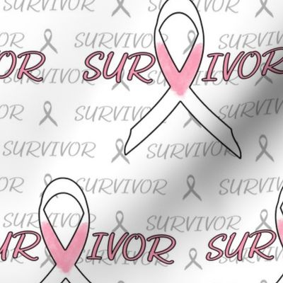 Breast cancer survivor ribbon  - pink large scale