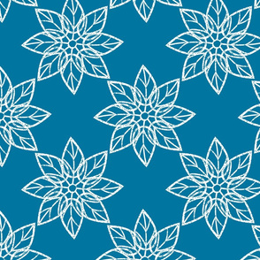 White Flowers on blue background