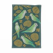 Hyde Park Parrots Tea Towel - Jade Green