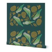 Hyde Park Parrots Tea Towel - Jade Green