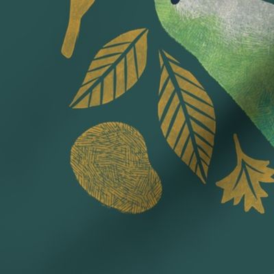 Hyde Park Parrots Tea Towel - Jade Green