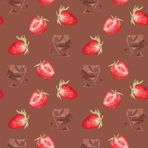 Strawberry and chocolate (on brown)