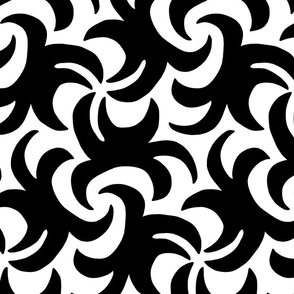 Black on White Whirling Sprouts