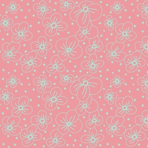Pink and Light Green Flower Pattern