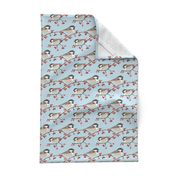 Winter birds tea towel