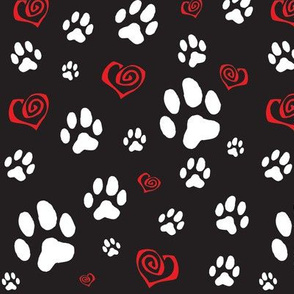  Paws Pawprints and Hearts - Smaller Repeat