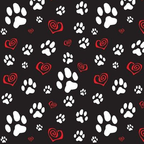 Paws Pawprints and Hearts - Even Smaller Repeat