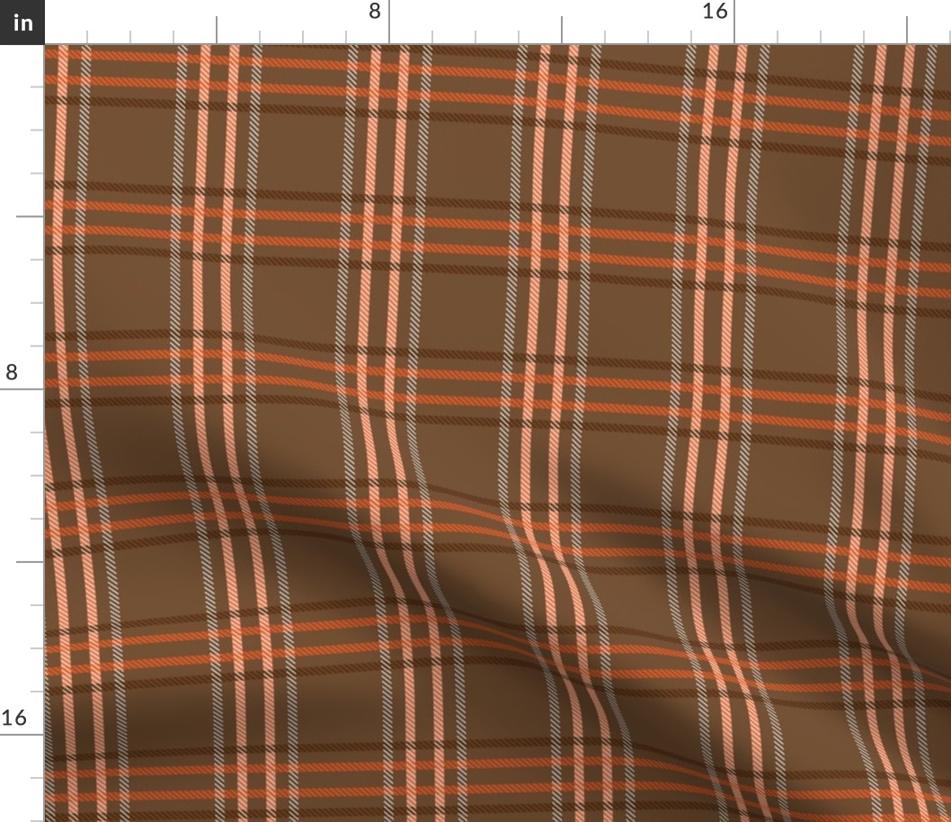 20-09f Pumpkin Spice Plaid Brown Orange Chocolate