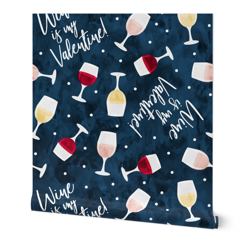 Wine is my valentine! - navy - wine glasses - LAD20