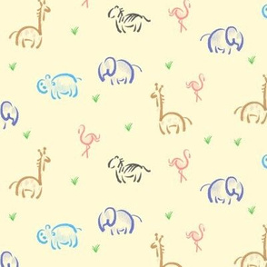 Simple sketch safari animals on yellow