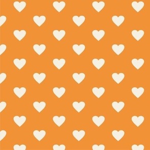 Thanksgiving Fall Holiday White Hearts on Orange Background