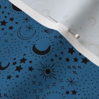 Mystic Universe party sun moon phase and stars sweet dreams night classic blue