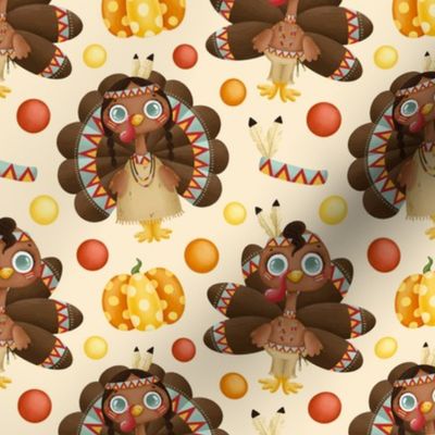 Thanksgiving Fall Holiday Fabric Turkey Cute Polka Dot
