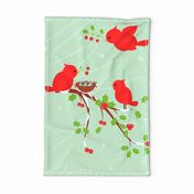 Red Cardinals Tea Towel, wall hanging