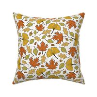 Fall Holiday Leaves Design Light Brown Brown Orange Autumn Fabric