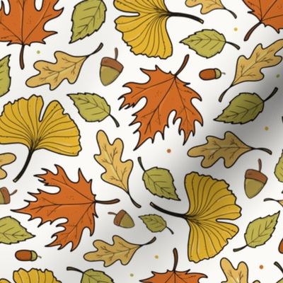 Fall Holiday Leaves Design Light Brown Brown Orange Autumn Fabric