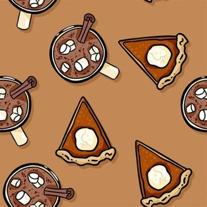 Hot Chocolate Pumpkin Pie Fabric Fall Fabric