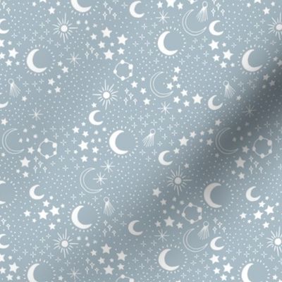 Mystic Universe party sun moon phase and stars sweet dreams night baby blue