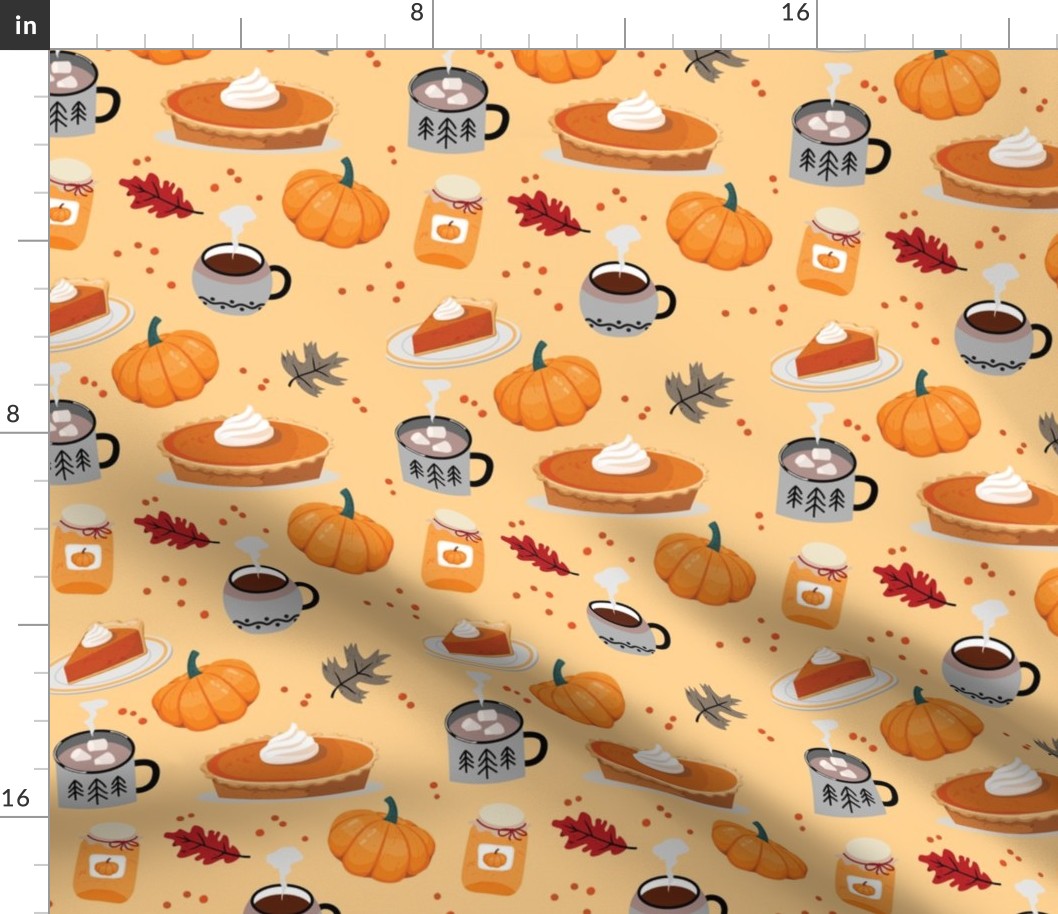 Thanksgiving Fall Holiday PSL Pumpkin Spice Latte Fabric Fall Fabric