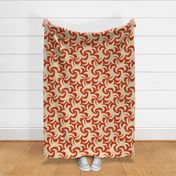 Cream on Red Linen Texture Whirling Sprouts