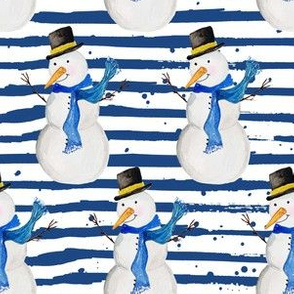 6" Snowman with Bright Blue Stripes