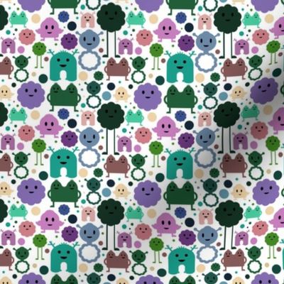 Monsters On the Loose - Teal, Lilac, Olive - teeny tiny