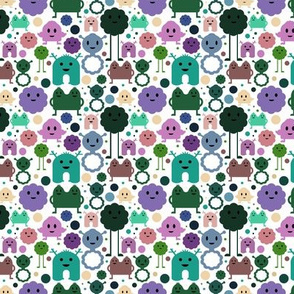 Monsters On the Loose - Teal, Lilac, Olive - teeny tiny