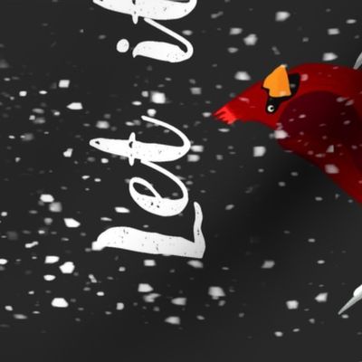 Red Christmas Bird - Black Tea Towel