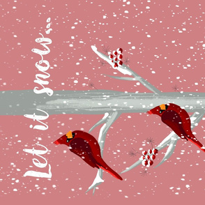 Red Christmas Bird Tea Towel