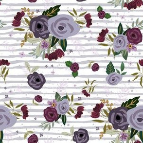 6" Timeless Florals with Lilac Stripes