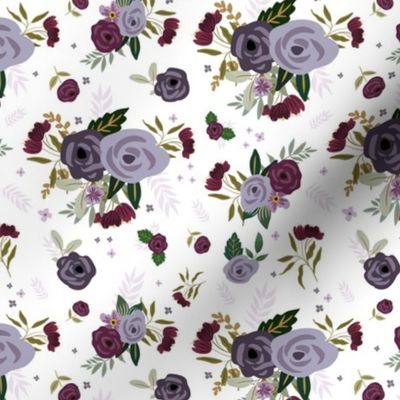 6" Timeless Violet Florals in White Back