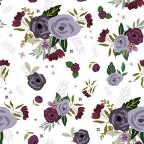 6" Timeless Violet Florals in White Back