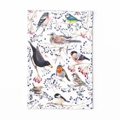 Winter Birds Tea Towel