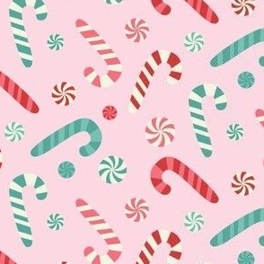Christmas Candy Cane Peppermints on Pink