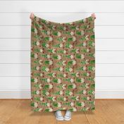 Green Watercolor Gnomes on Burlap rotated - large scale