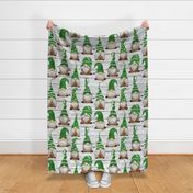 Green Watercolor Gnomes on Shiplap - large scale 