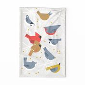 Papercut South Carolina Winter Backyard Bird Tea Towel M+M Cloud by Friztin