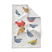 Papercut South Carolina Winter Backyard Bird Tea Towel M+M Cloud by Friztin