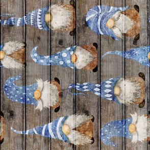 Blue Gnomes on Barn Wood rotated - large scale