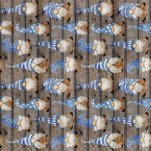 Blue Gnomes on Barn Wood rotated - medium scale