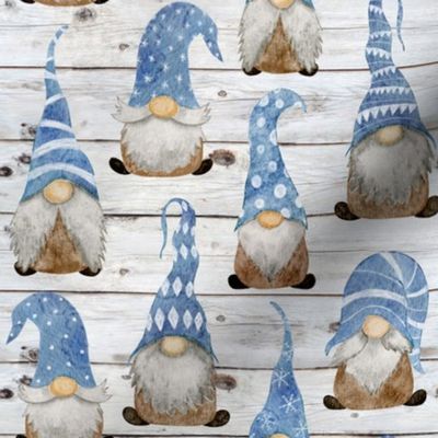 Blue Gnomes on Shiplap- small scale
