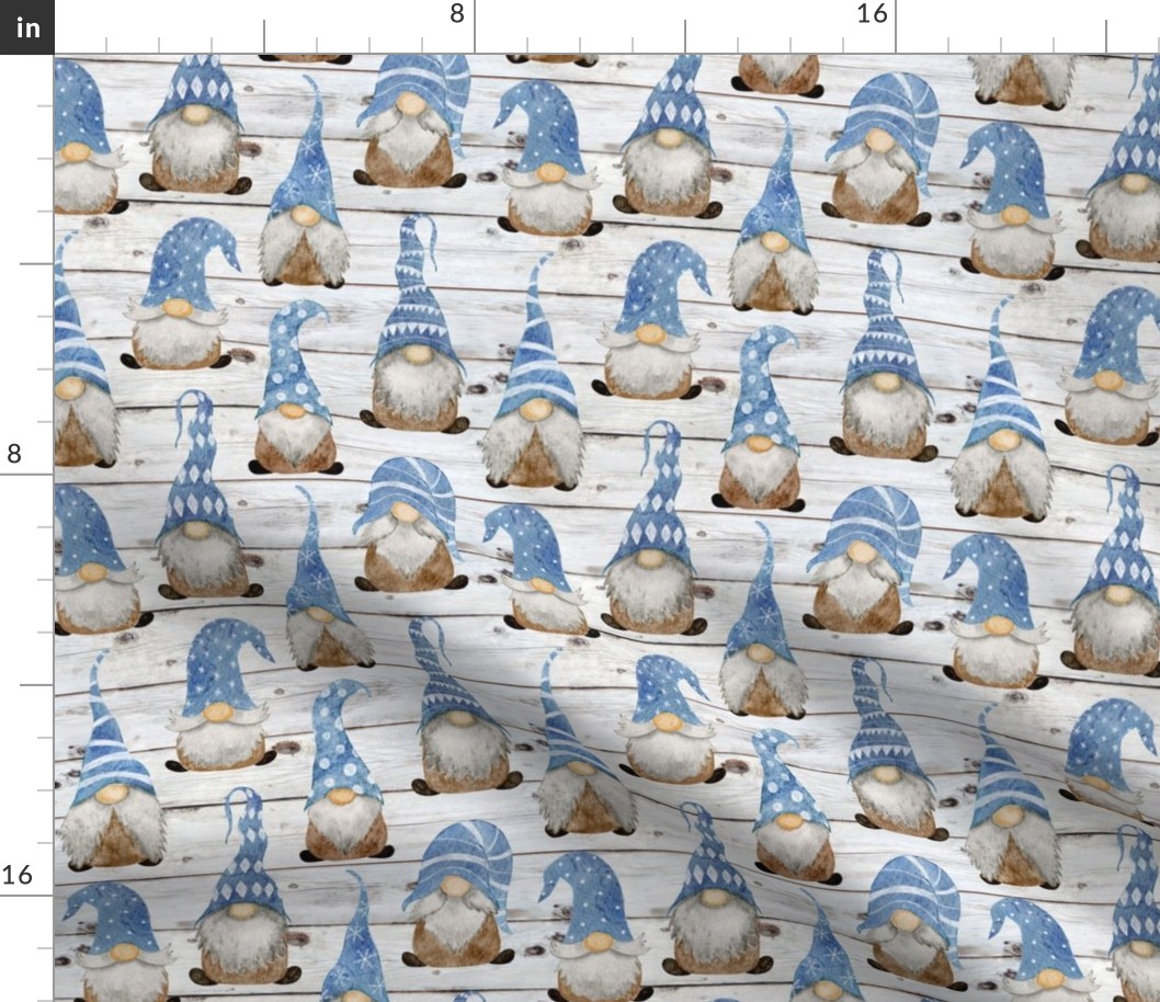 Blue Gnomes on Shiplap- small scale